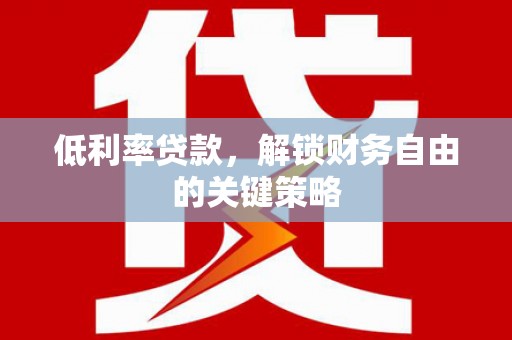 宁安低利率贷款，解锁财务自由的关键策略